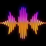 Colorful soundwave graphic on a black background