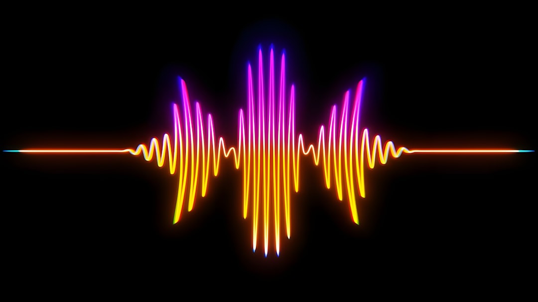 Colorful soundwave graphic on a black background