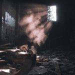 sunlight filtering through a dusty, abandoned building